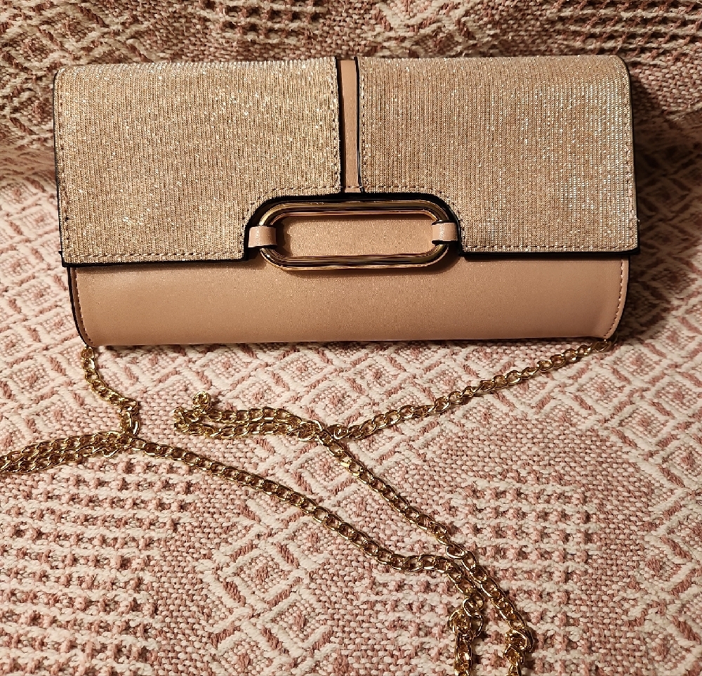 Dorothy Perkins Blush Crossbody Clutch with Gold Chain - Picture 2 of 9